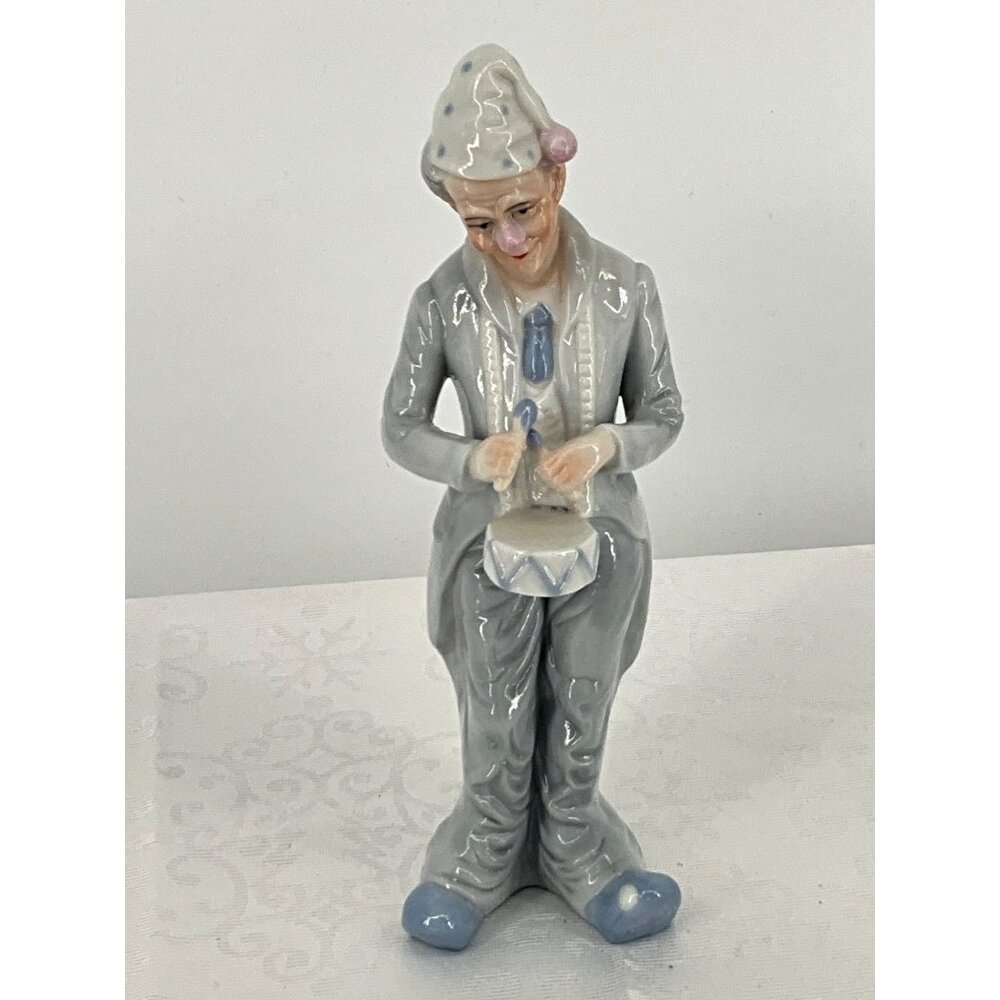 KPM Porcelain Clown Figurine Playing Drum‎ 9.75" Tall